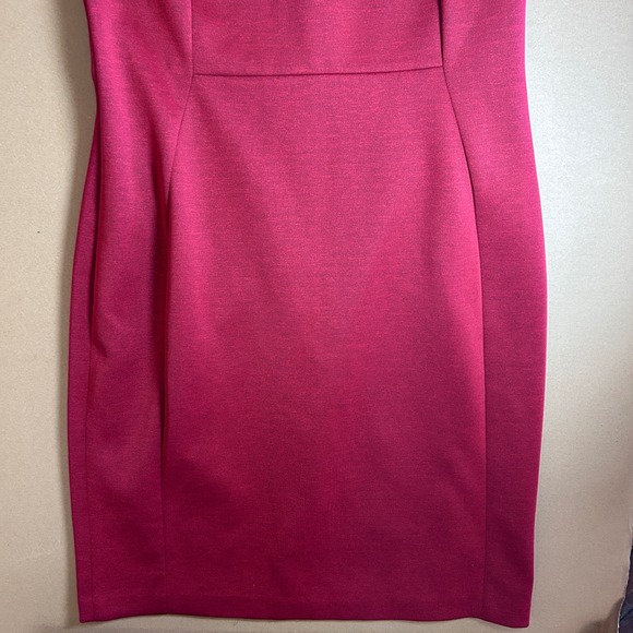 Calvin Klein Sheath Dress Burgundy Sleeveless Zipper Back Business Size 14 - Picture 3 of 8